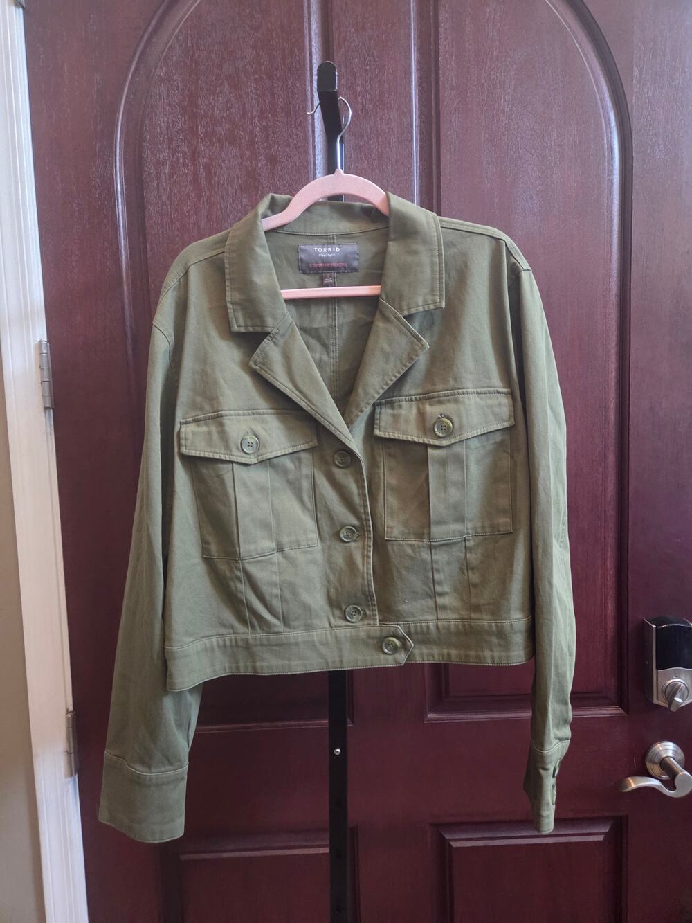 Torrid Olive Green Cropped Military Utility Jacket SZ 2 NWOT